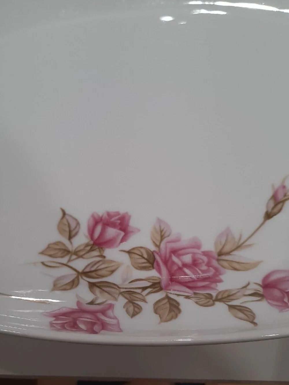 VINTAGE White Floral Porcelain Serving Platter with Pink Roses